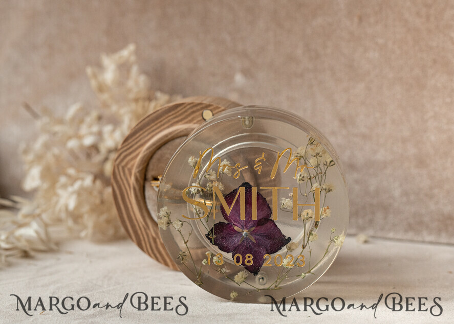 RING BEARER BOXES & PILLOWS Epoxy Wedding rings Box epoxy resin and wood wedding ring box for ceremony, Boho Epoxy Wedding Ring Boxes his hers, Transparent Epoxy dubble Ring Box for wedding, Wood resin flowers Marriage Proposal Ring Box