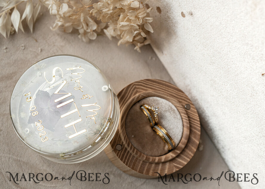 RING BEARER BOXES & PILLOWS Epoxy Wedding rings Box epoxy resin and wood wedding ring box for ceremony, Boho Epoxy Wedding Ring Boxes his hers, Transparent Epoxy dubble Ring Box for wedding, Wood resin flowers Marriage Proposal Ring Box