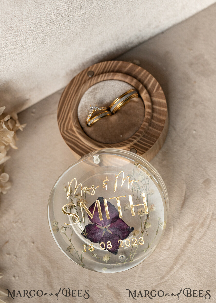 RING BEARER BOXES & PILLOWS Epoxy Wedding rings Box epoxy resin and wood wedding ring box for ceremony, Boho Epoxy Wedding Ring Boxes his hers, Transparent Epoxy dubble Ring Box for wedding, Wood resin flowers Marriage Proposal Ring Box