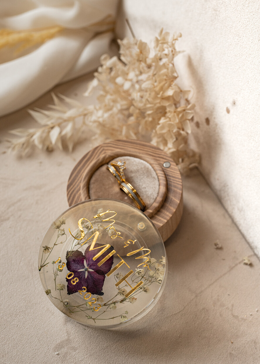 RING BEARER BOXES & PILLOWS Epoxy Wedding rings Box epoxy resin and wood wedding ring box for ceremony, Boho Epoxy Wedding Ring Boxes his hers, Transparent Epoxy dubble Ring Box for wedding, Wood resin flowers Marriage Proposal Ring Box