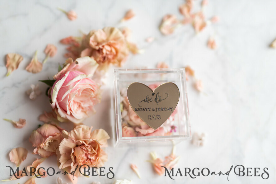 RING BEARER BOXES & PILLOWS Epoxy Wedding rings Box Luxury Gold ring box, rustic glam wedding ring box • handmade ring bearer box • We Do luxury ring box