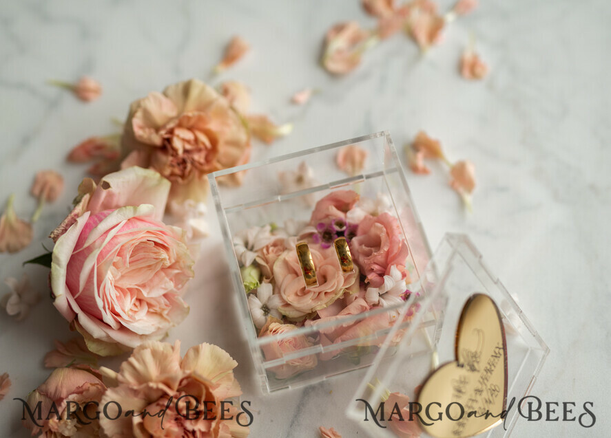 RING BEARER BOXES & PILLOWS Epoxy Wedding rings Box Luxury Gold ring box, rustic glam wedding ring box • handmade ring bearer box • We Do luxury ring box