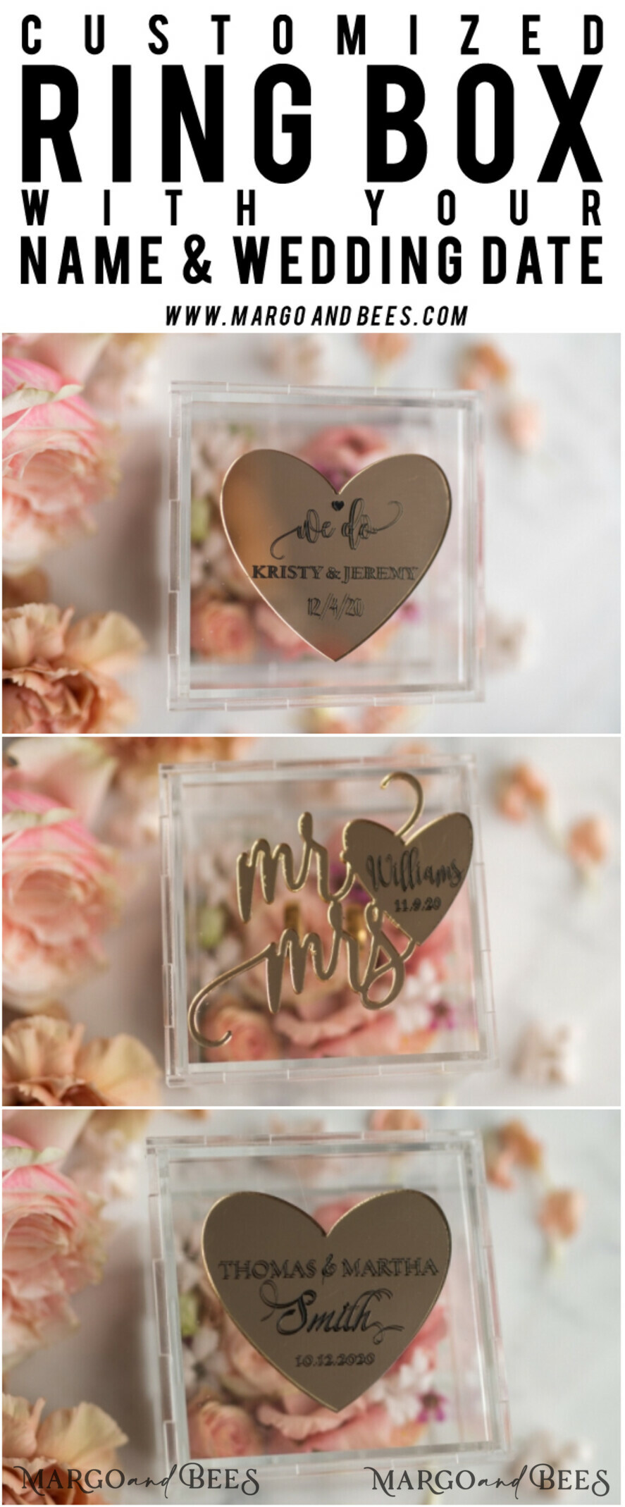 RING BEARER BOXES & PILLOWS Epoxy Wedding rings Box Luxury Gold ring box, rustic glam wedding ring box • handmade ring bearer box • We Do luxury ring box