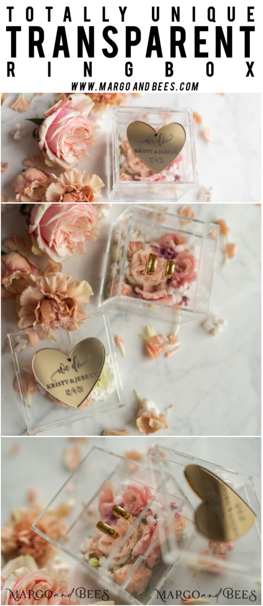 RING BEARER BOXES & PILLOWS Epoxy Wedding rings Box Luxury Gold ring box, rustic glam wedding ring box • handmade ring bearer box • We Do luxury ring box