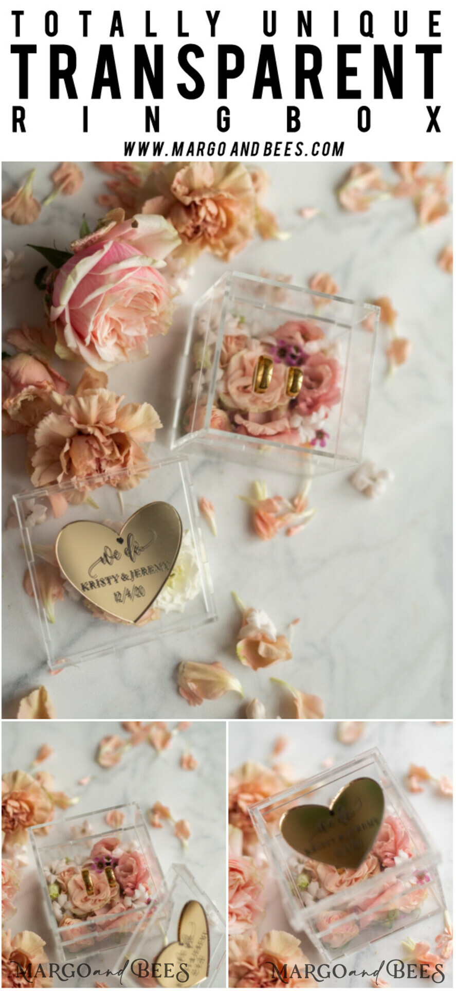 RING BEARER BOXES & PILLOWS Epoxy Wedding rings Box Luxury Gold ring box, rustic glam wedding ring box • handmade ring bearer box • We Do luxury ring box