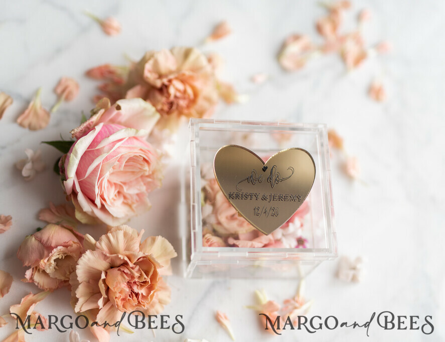 RING BEARER BOXES & PILLOWS Epoxy Wedding rings Box Luxury Gold ring box, rustic glam wedding ring box • handmade ring bearer box • We Do luxury ring box