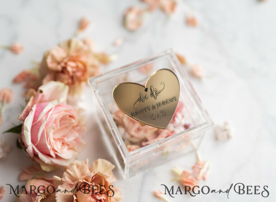 RING BEARER BOXES & PILLOWS Epoxy Wedding rings Box Luxury Gold ring box, rustic glam wedding ring box • handmade ring bearer box • We Do luxury ring box