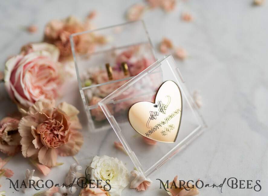 RING BEARER BOXES & PILLOWS Epoxy Wedding rings Box Luxury Gold ring box, rustic glam wedding ring box • handmade ring bearer box • We Do luxury ring box
