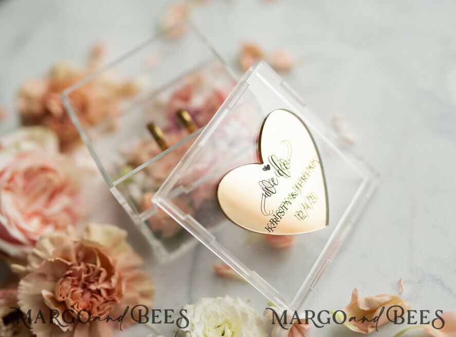 RING BEARER BOXES & PILLOWS Epoxy Wedding rings Box Luxury Gold ring box, rustic glam wedding ring box • handmade ring bearer box • We Do luxury ring box