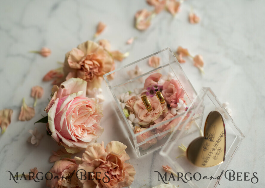 RING BEARER BOXES & PILLOWS Epoxy Wedding rings Box Luxury Gold ring box, rustic glam wedding ring box • handmade ring bearer box • We Do luxury ring box
