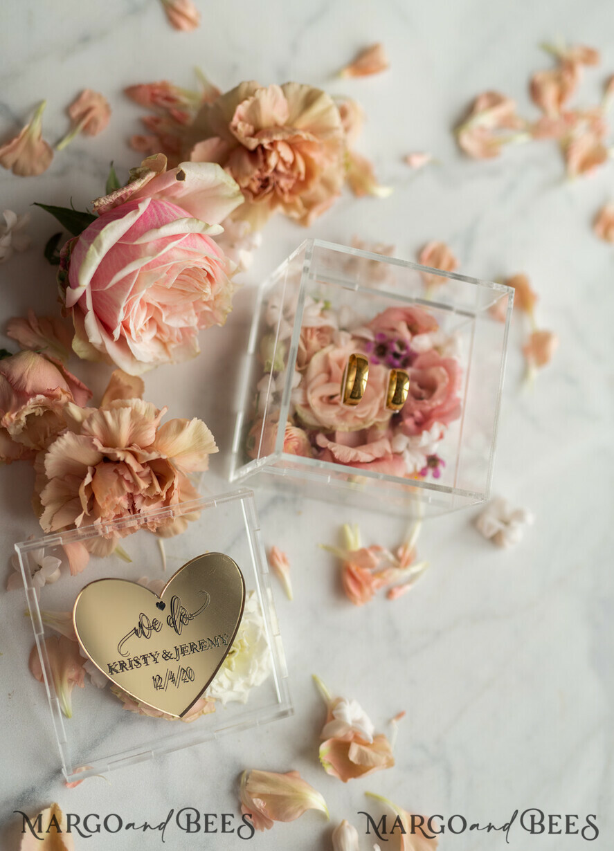 RING BEARER BOXES & PILLOWS Epoxy Wedding rings Box Luxury Gold ring box, rustic glam wedding ring box • handmade ring bearer box • We Do luxury ring box