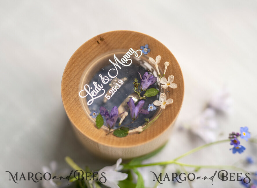 RING BEARER BOXES & PILLOWS Epoxy Wedding rings Box Personalised wedding box his and hers, Handmade wedding ring box • Real Flowers ring bearer box • wood luxury ring box
