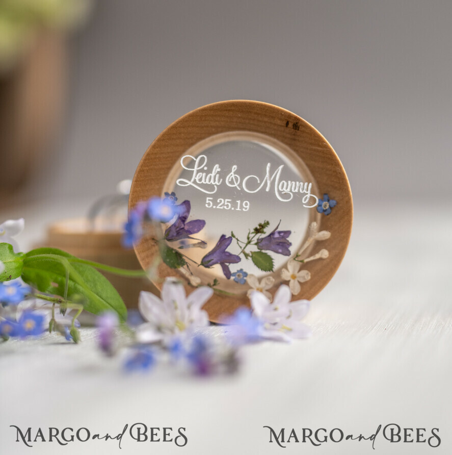 RING BEARER BOXES & PILLOWS Epoxy Wedding rings Box Personalised wedding box his and hers, Handmade wedding ring box • Real Flowers ring bearer box • wood luxury ring box