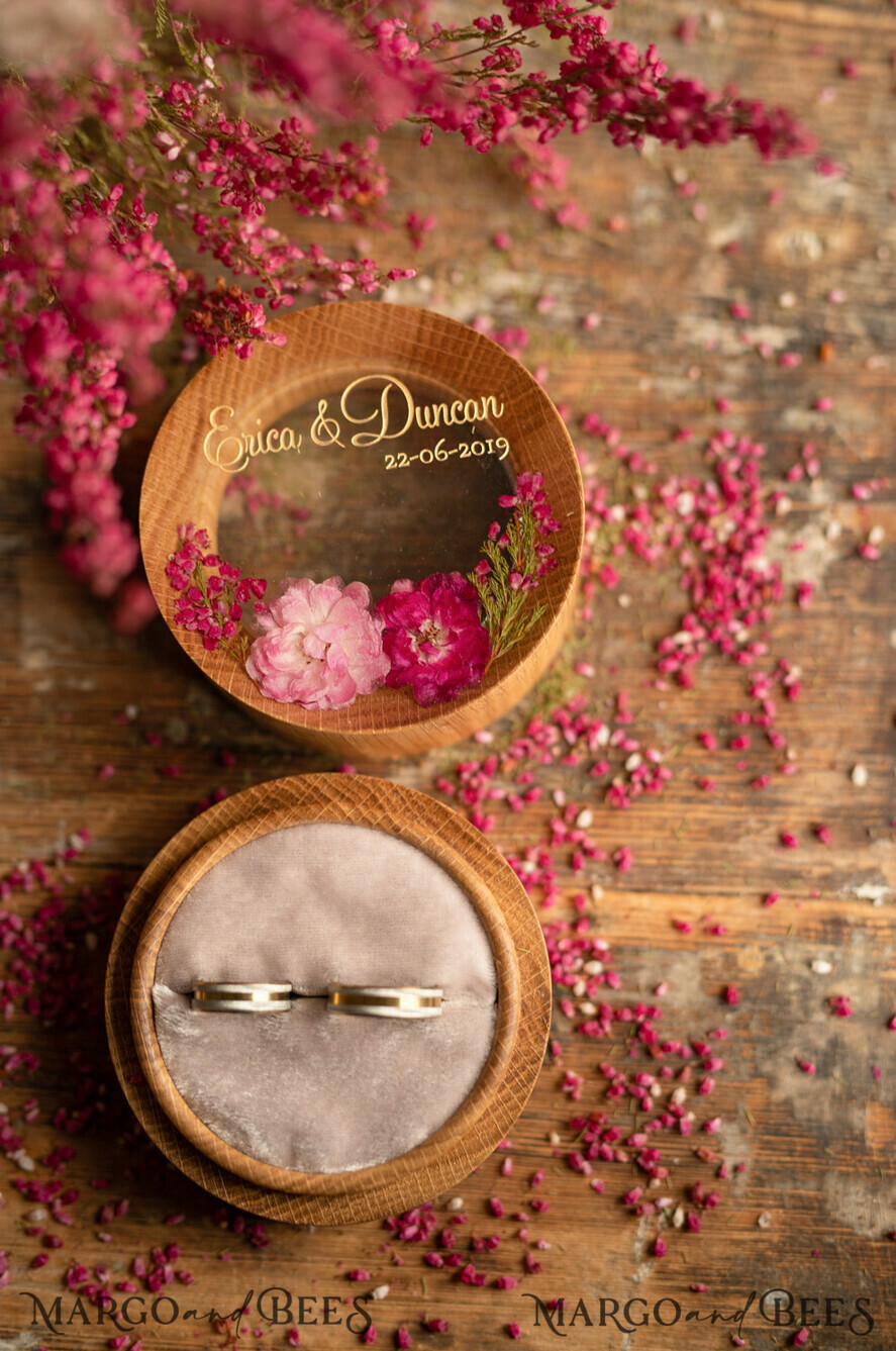 RING BEARER BOXES & PILLOWS Epoxy Wedding rings Box Custom Wedding Ring box for ceremony, Handmade wedding ring box • Real Flowers ring bearer box • wood luxury ring box