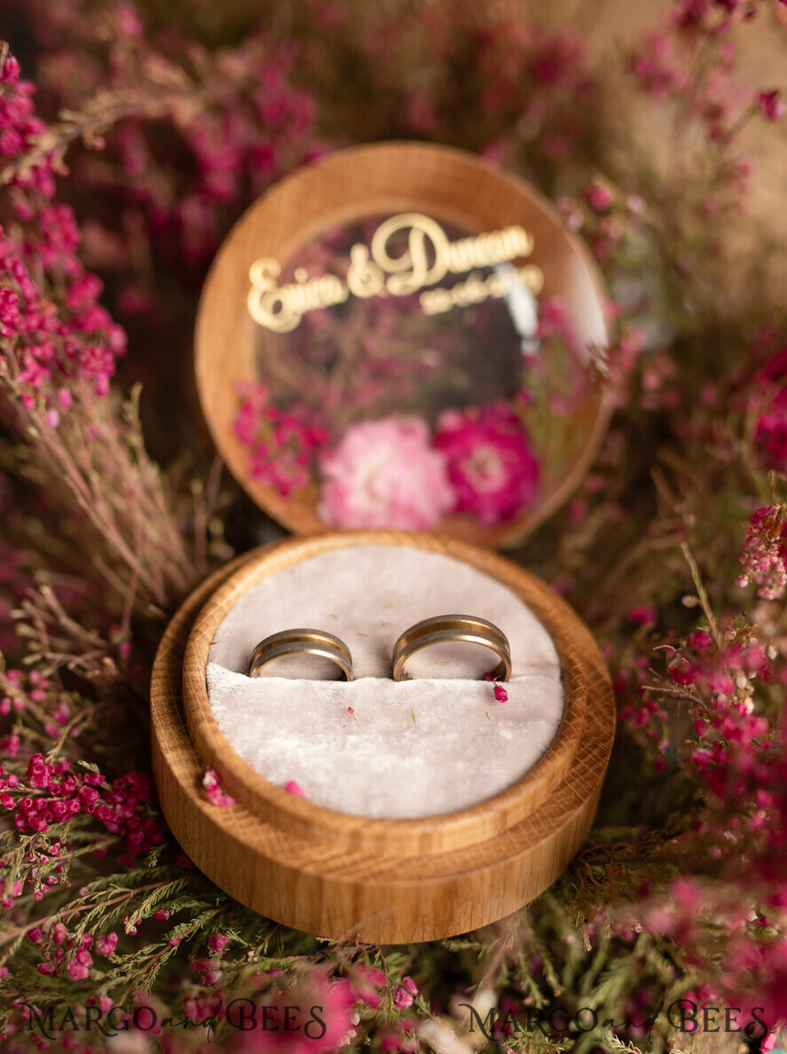 RING BEARER BOXES & PILLOWS Epoxy Wedding rings Box Custom Wedding Ring box for ceremony, Handmade wedding ring box • Real Flowers ring bearer box • wood luxury ring box