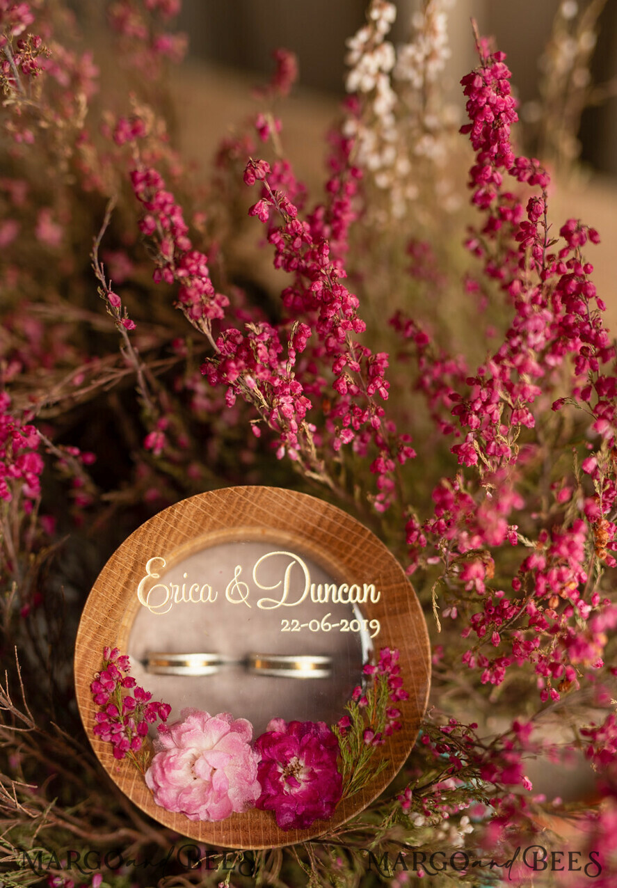 RING BEARER BOXES & PILLOWS Epoxy Wedding rings Box Custom Wedding Ring box for ceremony, Handmade wedding ring box • Real Flowers ring bearer box • wood luxury ring box