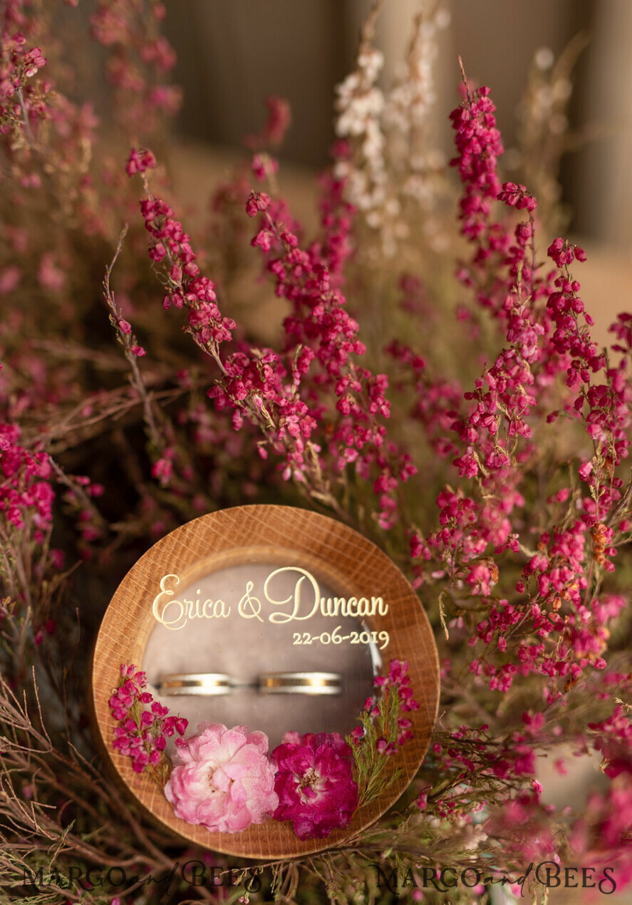RING BEARER BOXES & PILLOWS Epoxy Wedding rings Box Custom Wedding Ring box for ceremony, Handmade wedding ring box • Real Flowers ring bearer box • wood luxury ring box