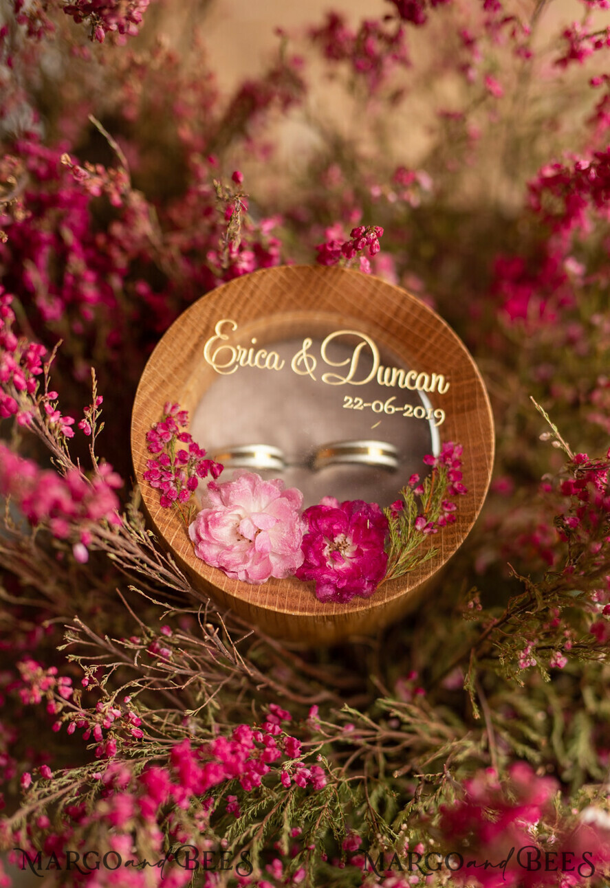 RING BEARER BOXES & PILLOWS Epoxy Wedding rings Box Custom Wedding Ring box for ceremony, Handmade wedding ring box • Real Flowers ring bearer box • wood luxury ring box