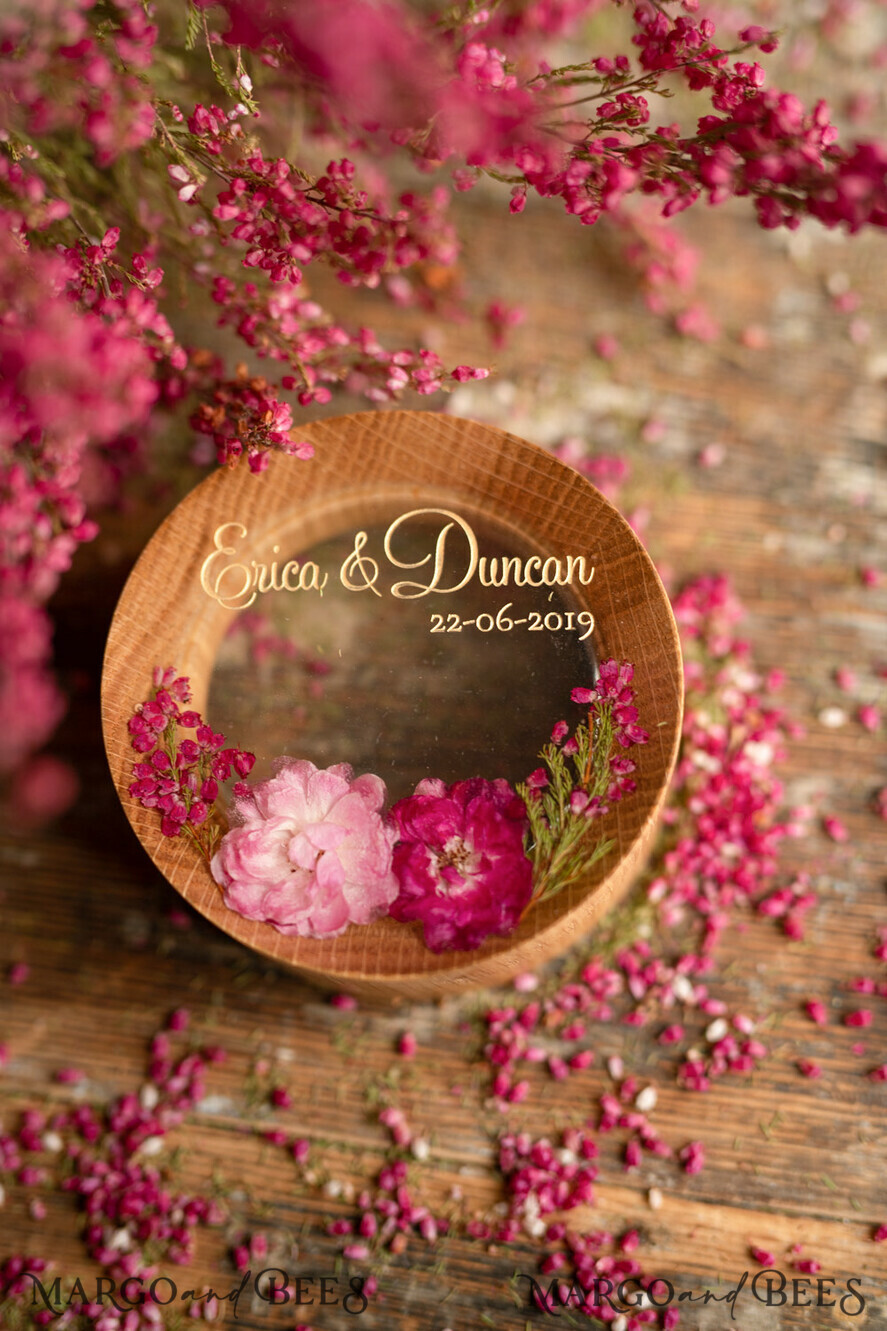 RING BEARER BOXES & PILLOWS Epoxy Wedding rings Box Custom Wedding Ring box for ceremony, Handmade wedding ring box • Real Flowers ring bearer box • wood luxury ring box