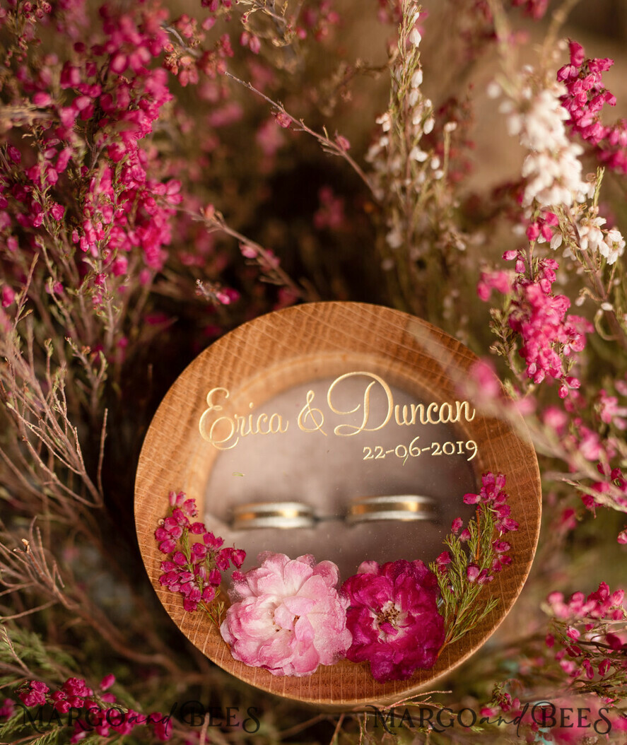 RING BEARER BOXES & PILLOWS Epoxy Wedding rings Box Custom Wedding Ring box for ceremony, Handmade wedding ring box • Real Flowers ring bearer box • wood luxury ring box