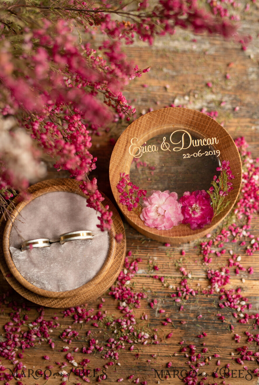 RING BEARER BOXES & PILLOWS Epoxy Wedding rings Box Custom Wedding Ring box for ceremony, Handmade wedding ring box • Real Flowers ring bearer box • wood luxury ring box