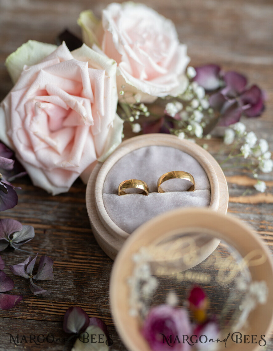 RING BEARER BOXES & PILLOWS Epoxy Wedding rings Box Presonaised Ring Box for wedding bands, Handmade wedding ring box • Real Flowers ring bearer box • wood luxury ring box