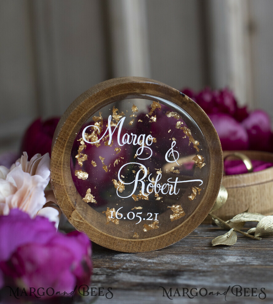 RING BEARER BOXES & PILLOWS Epoxy Wedding rings Box Custom Wedding Ring box for ceremony, engraved wedding ring box • personalised rustic ring box • real flowers in epoxy luxury ring box