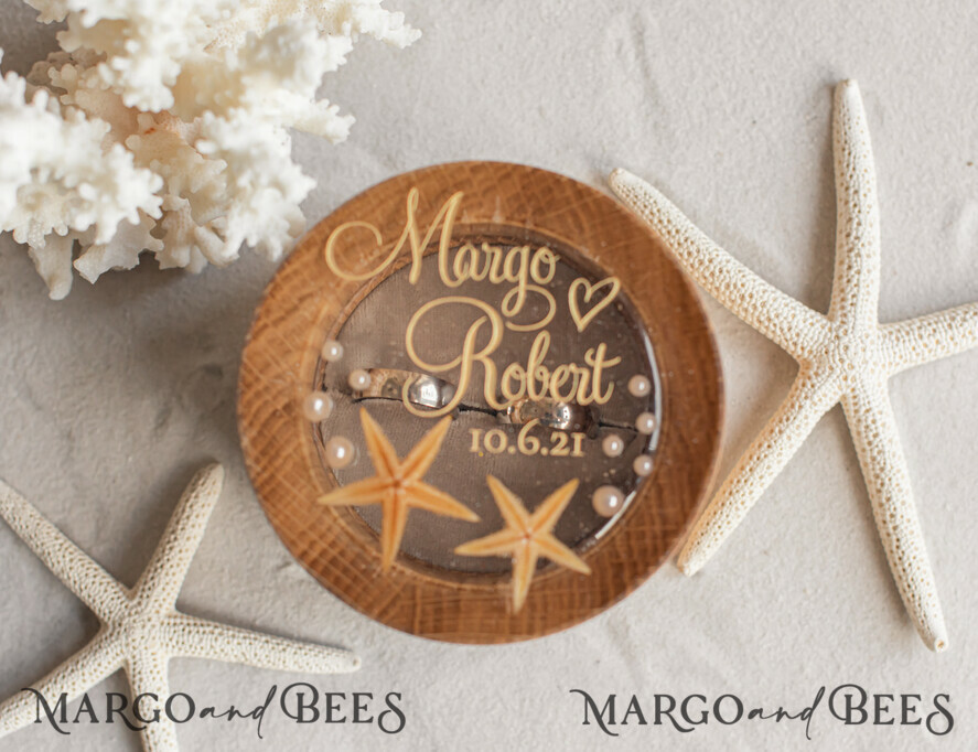 RING BEARER BOXES & PILLOWS Epoxy Wedding rings Box Beach wedding ring bearers, Handmade wedding ring box • Real Starfish ring bearer box • wood luxury ring box