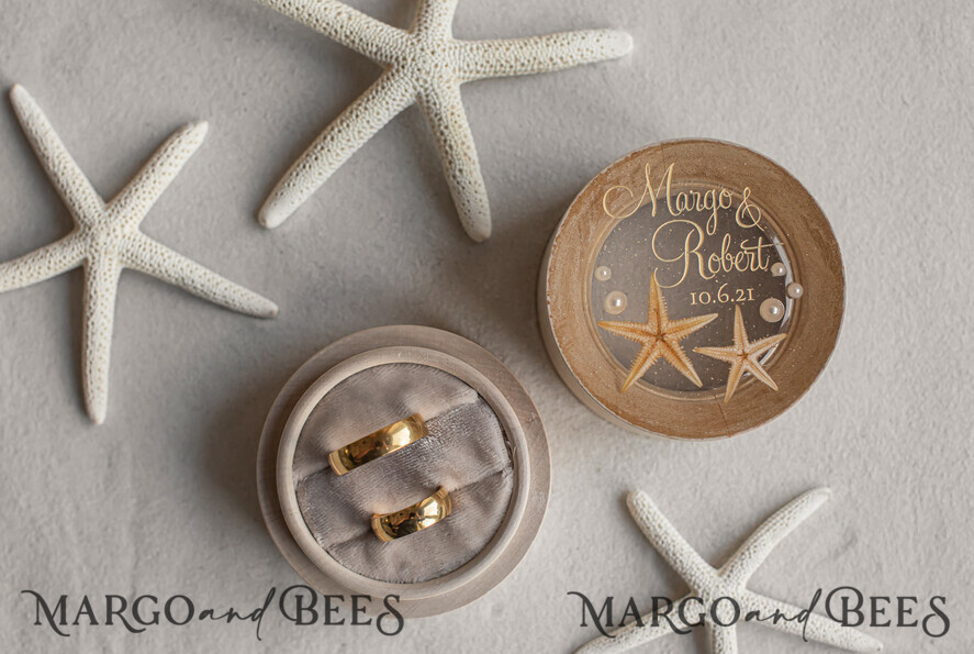 RING BEARER BOXES & PILLOWS Epoxy Wedding rings Box Beach wedding ring bearers, Handmade wedding ring box • Real Starfish ring bearer box • wood luxury ring box