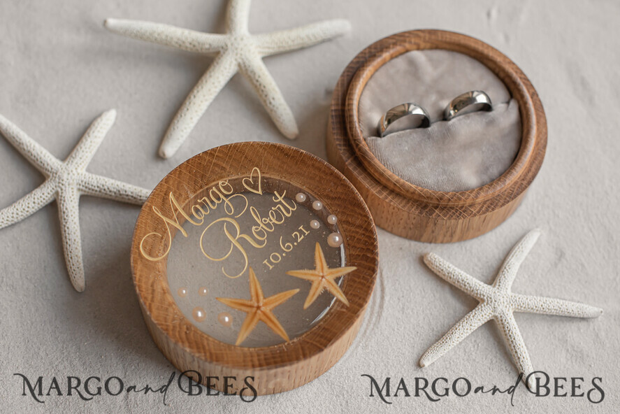 RING BEARER BOXES & PILLOWS Epoxy Wedding rings Box Beach wedding ring bearers, Handmade wedding ring box • Real Starfish ring bearer box • wood luxury ring box