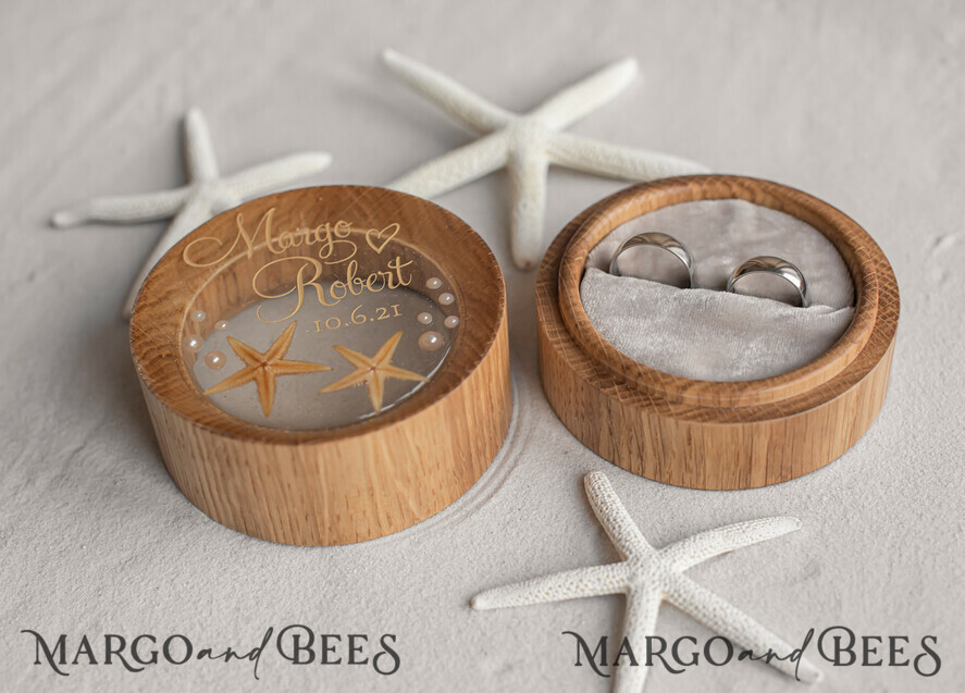RING BEARER BOXES & PILLOWS Epoxy Wedding rings Box Beach wedding ring bearers, Handmade wedding ring box • Real Starfish ring bearer box • wood luxury ring box