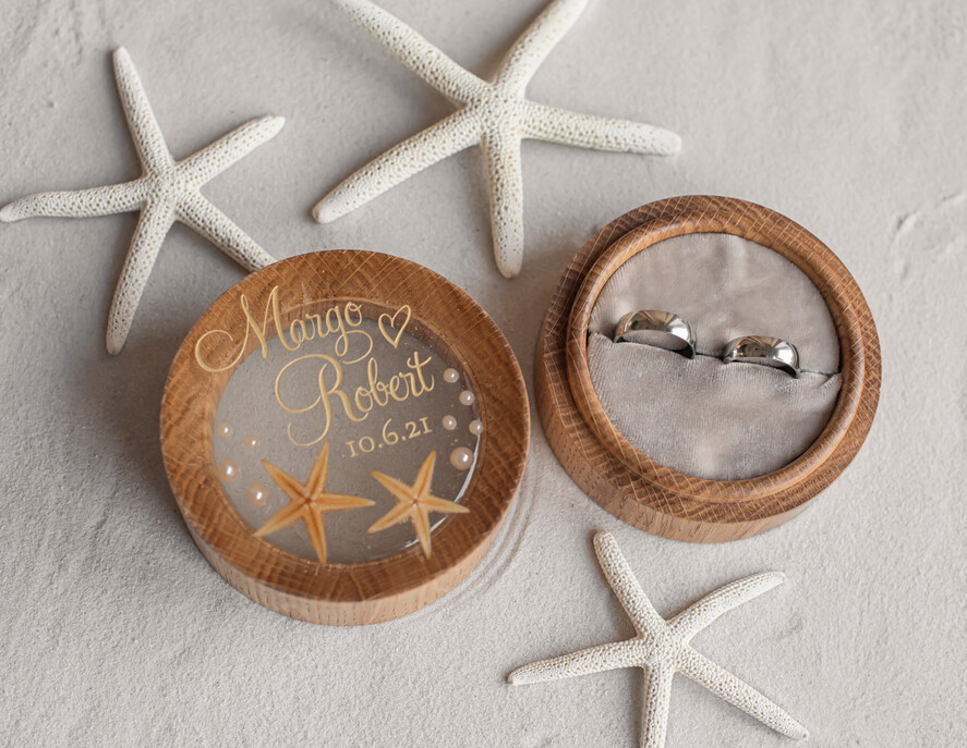 RING BEARER BOXES & PILLOWS Epoxy Wedding rings Box Beach wedding ring bearers, Handmade wedding ring box • Real Starfish ring bearer box • wood luxury ring box