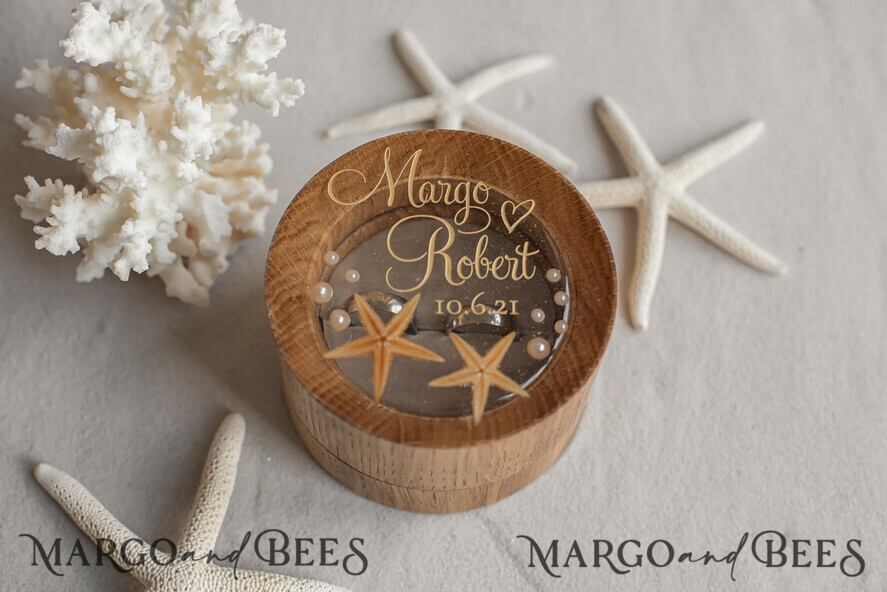 RING BEARER BOXES & PILLOWS Epoxy Wedding rings Box Beach wedding ring bearers, Handmade wedding ring box • Real Starfish ring bearer box • wood luxury ring box