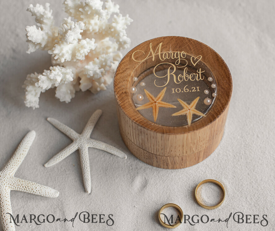 RING BEARER BOXES & PILLOWS Epoxy Wedding rings Box Beach wedding ring bearers, Handmade wedding ring box • Real Starfish ring bearer box • wood luxury ring box