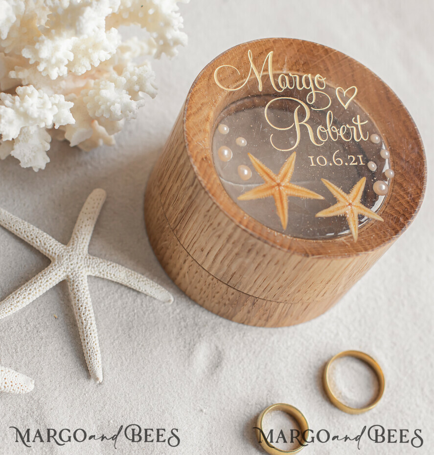 RING BEARER BOXES & PILLOWS Epoxy Wedding rings Box Beach wedding ring bearers, Handmade wedding ring box • Real Starfish ring bearer box • wood luxury ring box