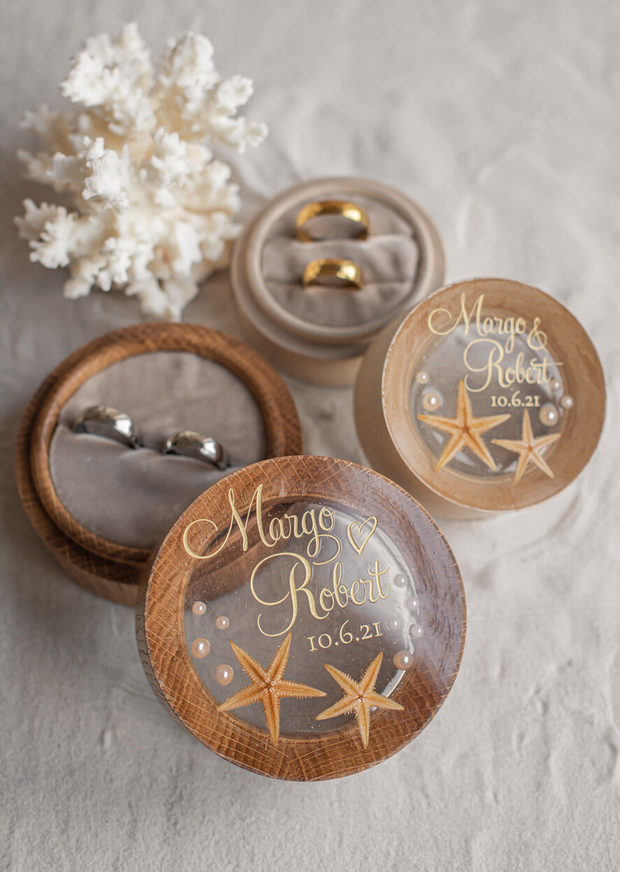 RING BEARER BOXES & PILLOWS Epoxy Wedding rings Box Beach wedding ring bearers, Handmade wedding ring box • Real Starfish ring bearer box • wood luxury ring box