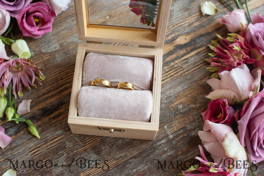 RING BEARER BOXES & PILLOWS Epoxy Wedding rings Box Personalised wedding box his and hers, wood wedding ring box • rustic wedding rings box • real flowers in resin luxury ring box