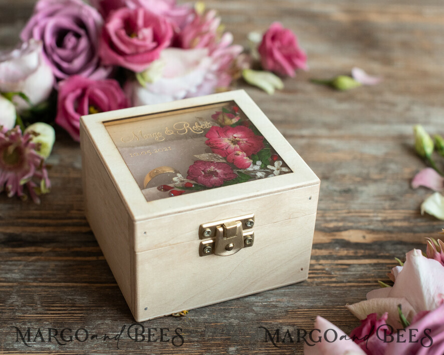 RING BEARER BOXES & PILLOWS Epoxy Wedding rings Box Personalised wedding box his and hers, wood wedding ring box • rustic wedding rings box • real flowers in resin luxury ring box