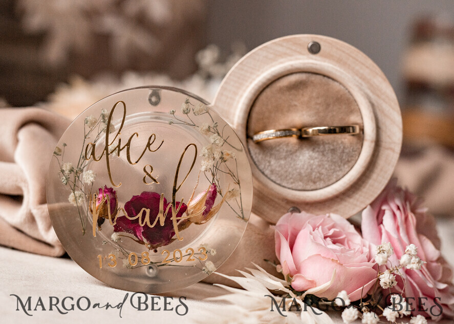 RING BEARER BOXES & PILLOWS Epoxy Wedding rings Box epoxy resin & wood wedding ring box for ceremony, Boho Epoxy Wedding Ring Boxes his hers, Transparent Epoxy dubble Ring Box for wedding, Wood resin flowers Marriage Proposal Ring Box