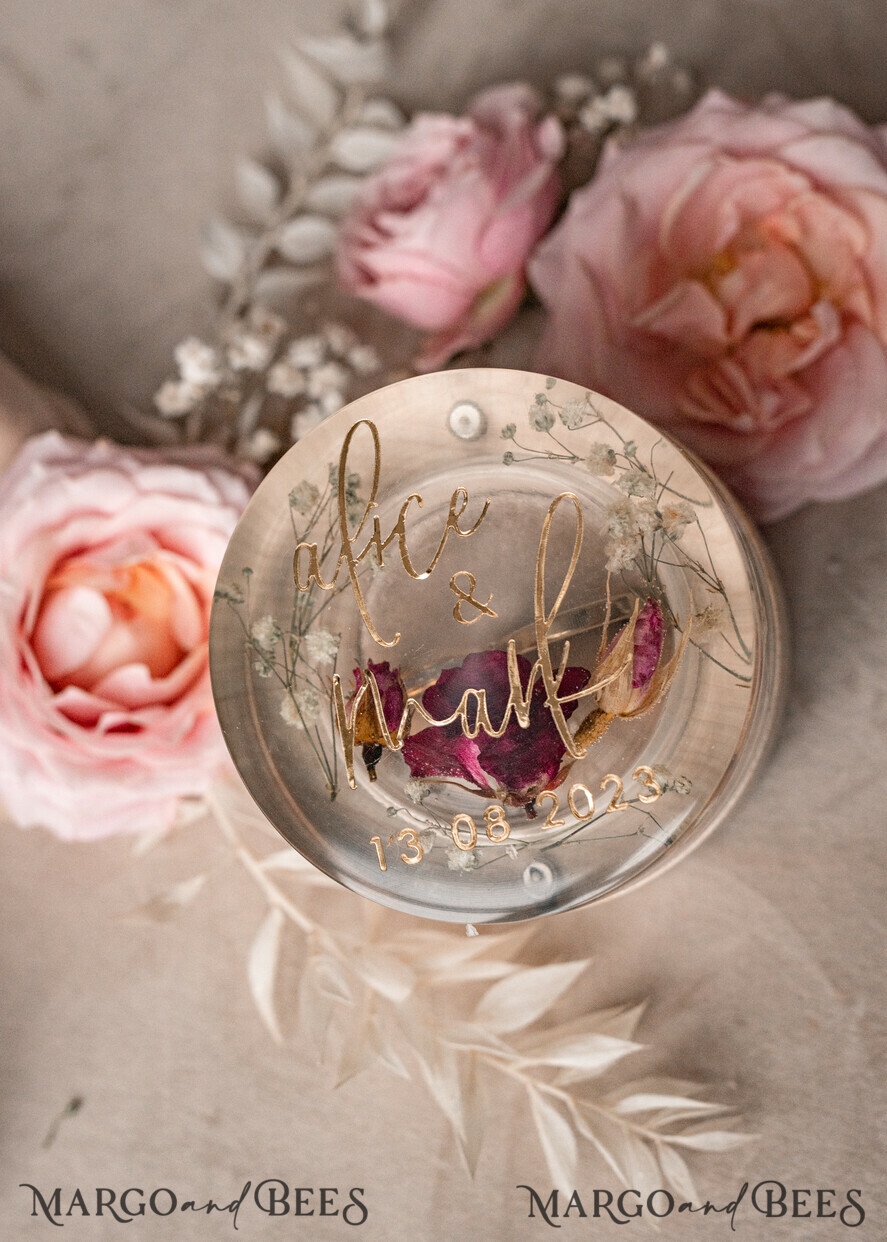 RING BEARER BOXES & PILLOWS Epoxy Wedding rings Box epoxy resin & wood wedding ring box for ceremony, Boho Epoxy Wedding Ring Boxes his hers, Transparent Epoxy dubble Ring Box for wedding, Wood resin flowers Marriage Proposal Ring Box