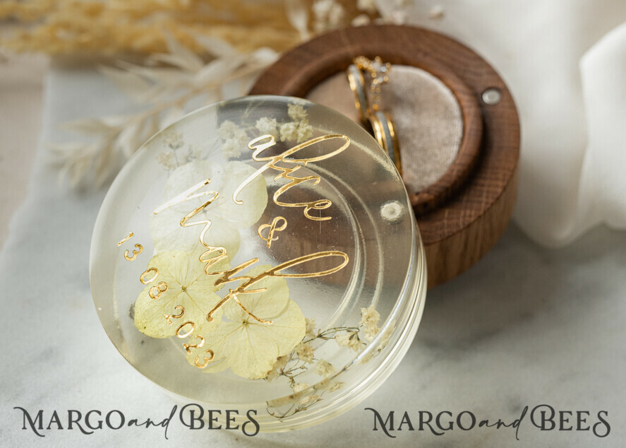 RING BEARER BOXES & PILLOWS Epoxy Wedding rings Box epoxy resin and wood wedding ring box for ceremony, Boho Epoxy Wedding Ring Boxes his hers, Transparent Epoxy dubble Ring Box for wedding, Wood resin flowers Marriage Proposal Ring Box