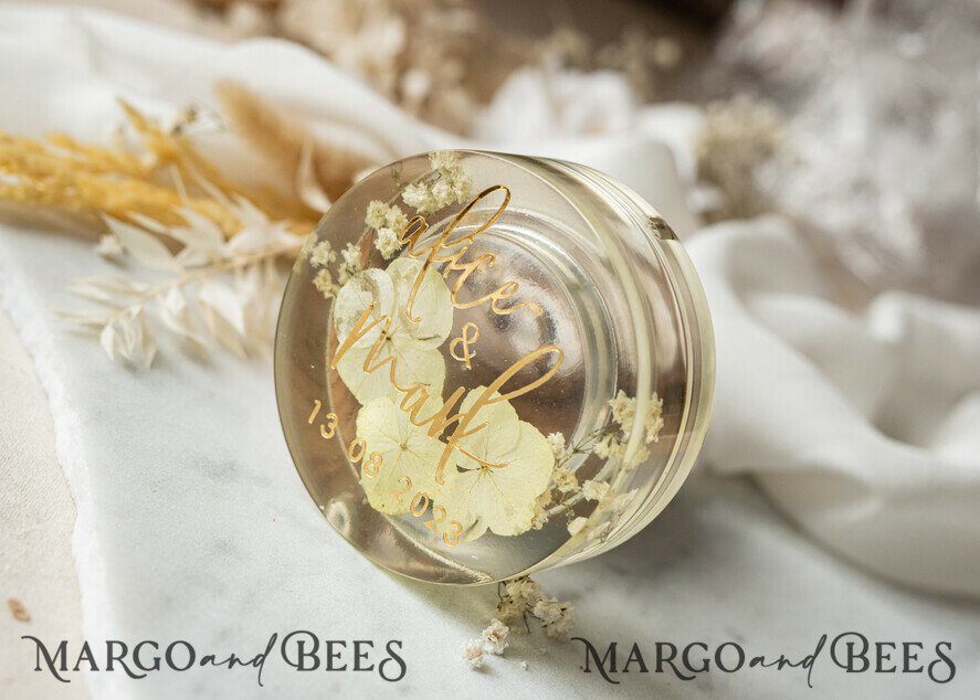 RING BEARER BOXES & PILLOWS Epoxy Wedding rings Box epoxy resin and wood wedding ring box for ceremony, Boho Epoxy Wedding Ring Boxes his hers, Transparent Epoxy dubble Ring Box for wedding, Wood resin flowers Marriage Proposal Ring Box