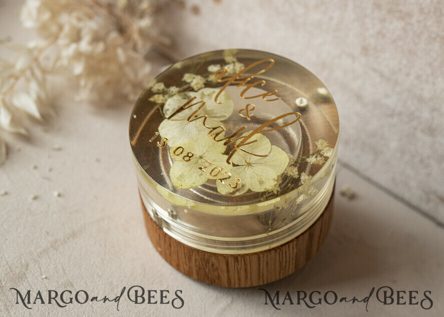 RING BEARER BOXES & PILLOWS Epoxy Wedding rings Box epoxy resin and wood wedding ring box for ceremony, Boho Epoxy Wedding Ring Boxes his hers, Transparent Epoxy dubble Ring Box for wedding, Wood resin flowers Marriage Proposal Ring Box