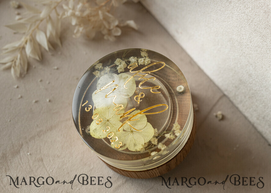 RING BEARER BOXES & PILLOWS Epoxy Wedding rings Box epoxy resin and wood wedding ring box for ceremony, Boho Epoxy Wedding Ring Boxes his hers, Transparent Epoxy dubble Ring Box for wedding, Wood resin flowers Marriage Proposal Ring Box