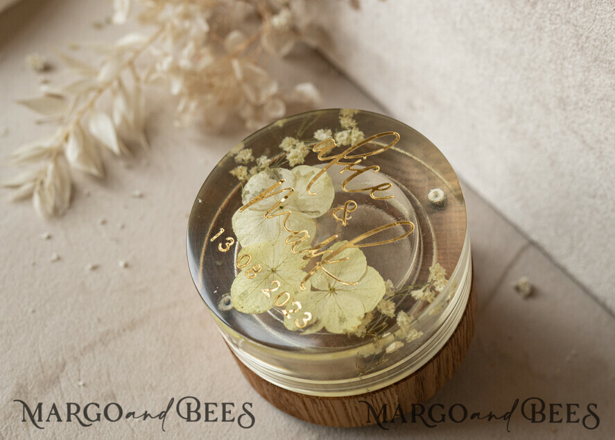 RING BEARER BOXES & PILLOWS Epoxy Wedding rings Box epoxy resin and wood wedding ring box for ceremony, Boho Epoxy Wedding Ring Boxes his hers, Transparent Epoxy dubble Ring Box for wedding, Wood resin flowers Marriage Proposal Ring Box