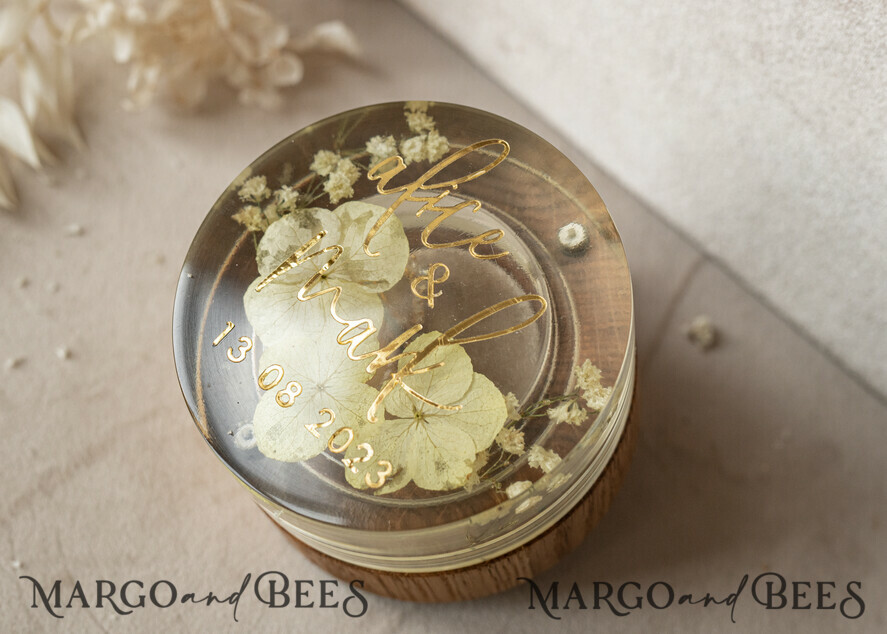 RING BEARER BOXES & PILLOWS Epoxy Wedding rings Box epoxy resin and wood wedding ring box for ceremony, Boho Epoxy Wedding Ring Boxes his hers, Transparent Epoxy dubble Ring Box for wedding, Wood resin flowers Marriage Proposal Ring Box
