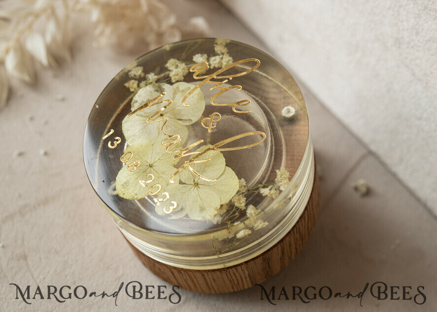 RING BEARER BOXES & PILLOWS Epoxy Wedding rings Box epoxy resin and wood wedding ring box for ceremony, Boho Epoxy Wedding Ring Boxes his hers, Transparent Epoxy dubble Ring Box for wedding, Wood resin flowers Marriage Proposal Ring Box