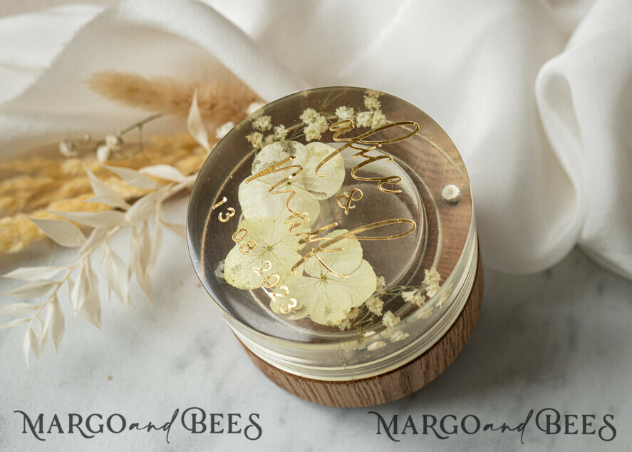 RING BEARER BOXES & PILLOWS Epoxy Wedding rings Box epoxy resin and wood wedding ring box for ceremony, Boho Epoxy Wedding Ring Boxes his hers, Transparent Epoxy dubble Ring Box for wedding, Wood resin flowers Marriage Proposal Ring Box