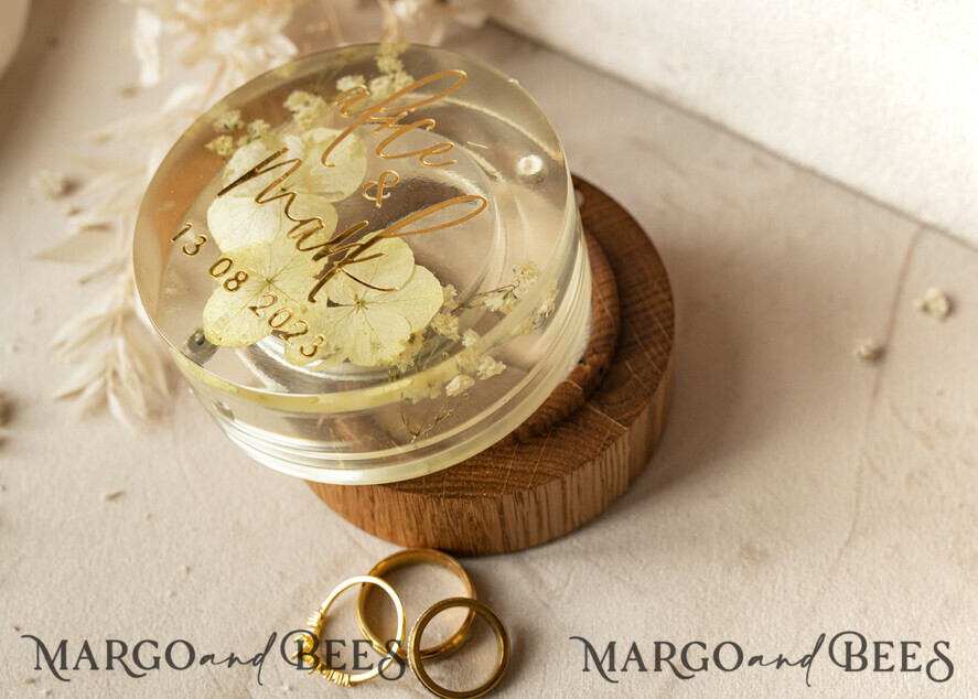 RING BEARER BOXES & PILLOWS Epoxy Wedding rings Box epoxy resin and wood wedding ring box for ceremony, Boho Epoxy Wedding Ring Boxes his hers, Transparent Epoxy dubble Ring Box for wedding, Wood resin flowers Marriage Proposal Ring Box