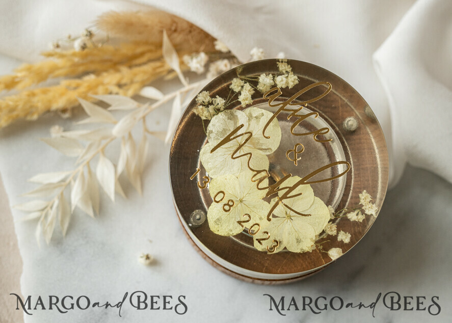 RING BEARER BOXES & PILLOWS Epoxy Wedding rings Box epoxy resin and wood wedding ring box for ceremony, Boho Epoxy Wedding Ring Boxes his hers, Transparent Epoxy dubble Ring Box for wedding, Wood resin flowers Marriage Proposal Ring Box